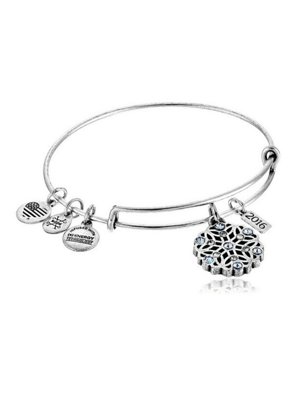 Alex and Ani 2016 Snowflake Charm Bangle Bracelet - Silver & Blue